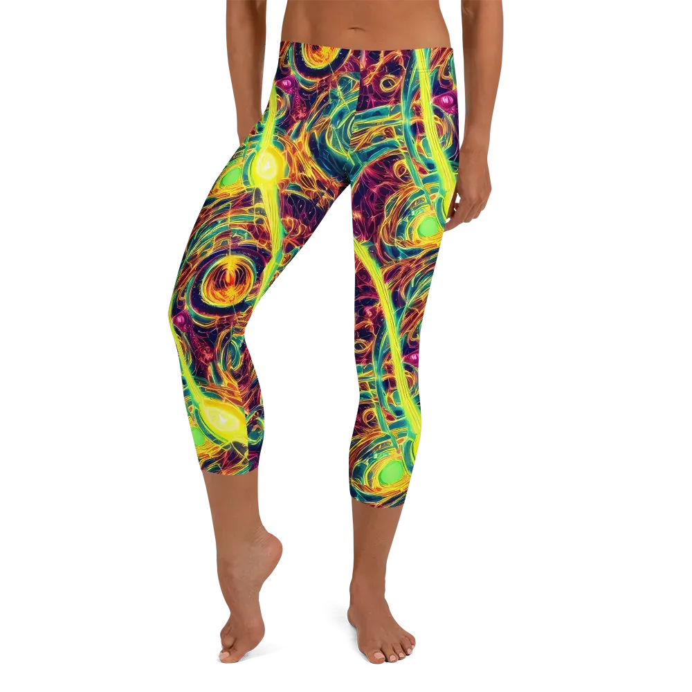 Fuchsia Thunder on Capri Leggings — Front
