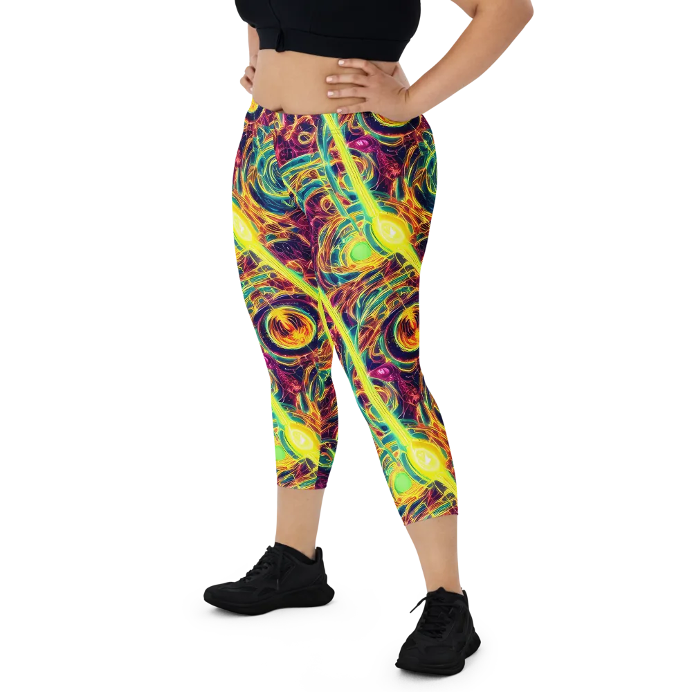 Fuchsia Thunder on Capri Leggings — Front