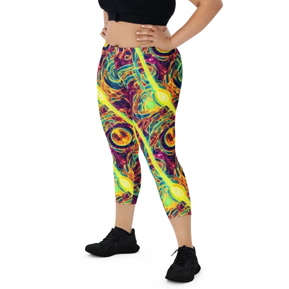 Fuchsia Thunder on Capri Leggings — Front