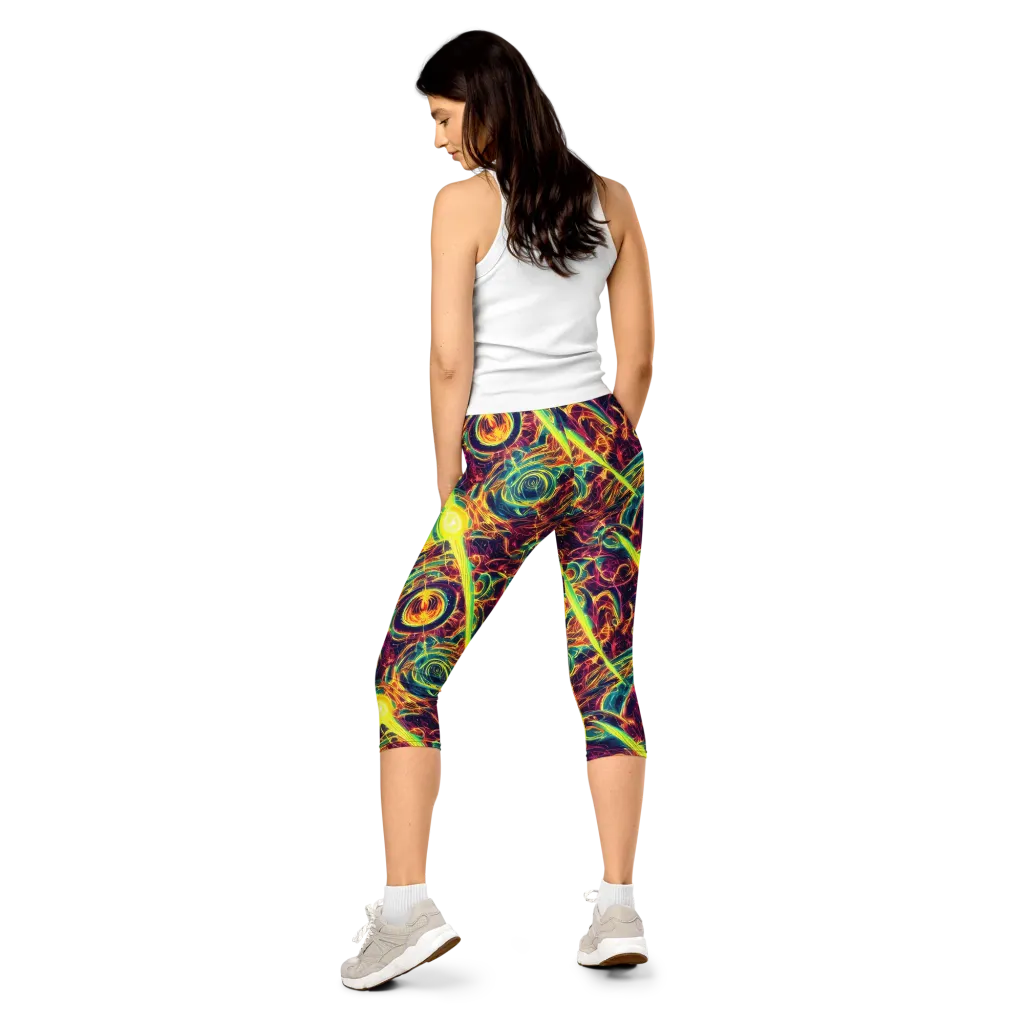 Fuchsia Thunder on Capri Leggings — Back