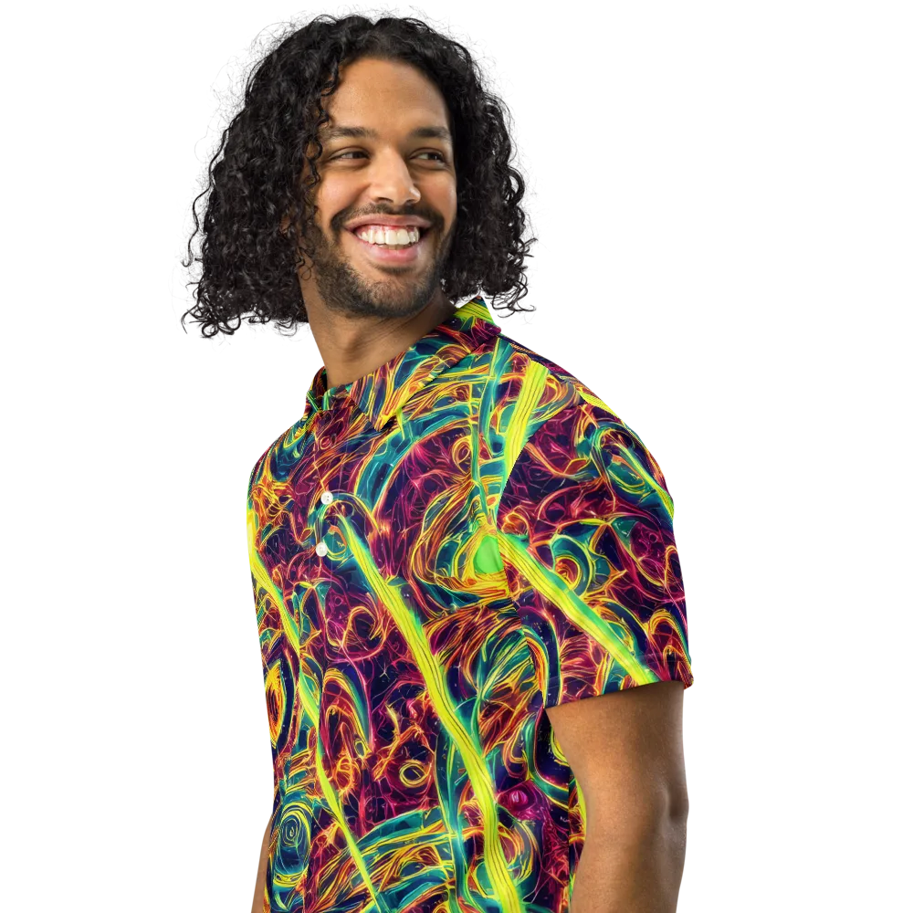 Fuchsia Thunder on Men's Slim Fit Polo Shirt — Left Front