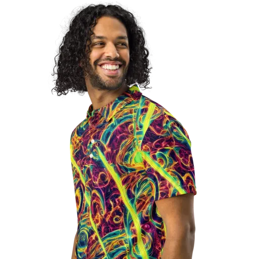 Fuchsia Thunder on a Men's Slim Fit Polo Shirt
