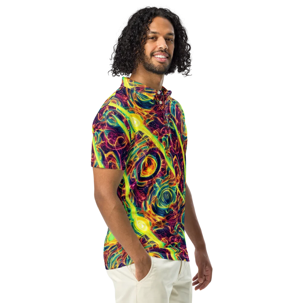 Fuchsia Thunder on Men's Slim Fit Polo Shirt — Right Front
