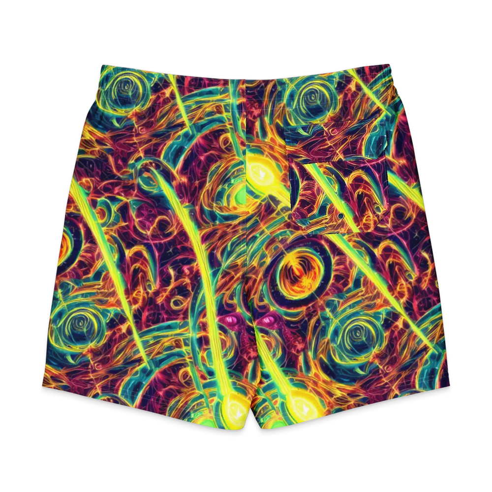 Fuchsia Thunder on Men's Board Shorts — Back