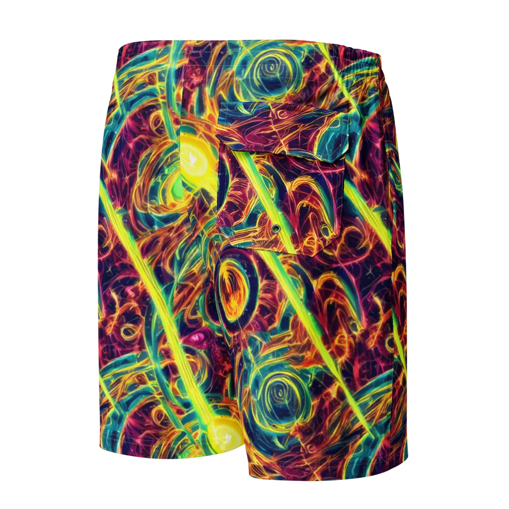Fuchsia Thunder on Men's Board Shorts — Back