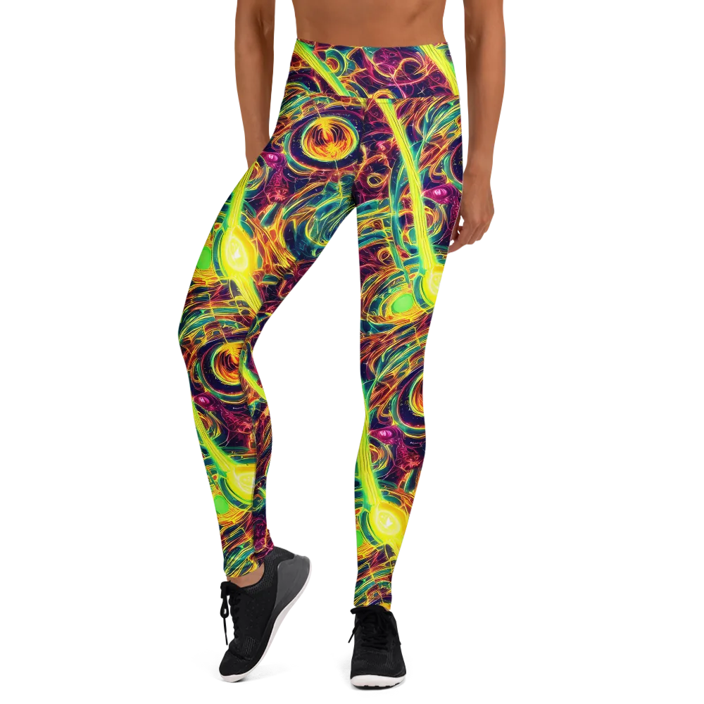 Fuchsia Thunder on Yoga Leggings — Front