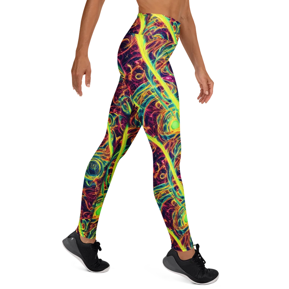Fuchsia Thunder on Yoga Leggings — Right
