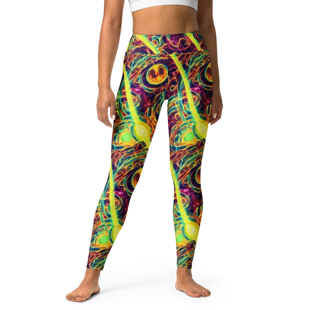 Fuchsia Thunder on Yoga Leggings — Front