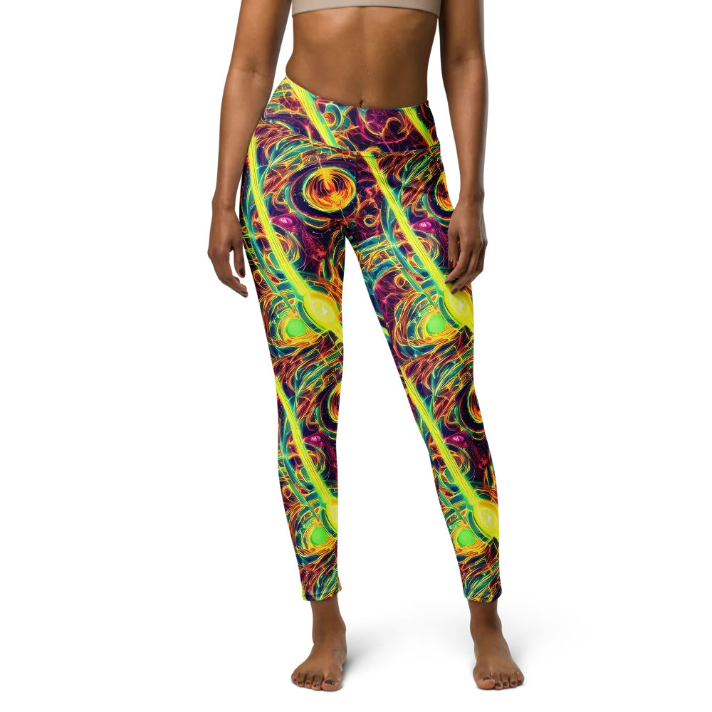 Fuchsia Thunder on Yoga Leggings — Front