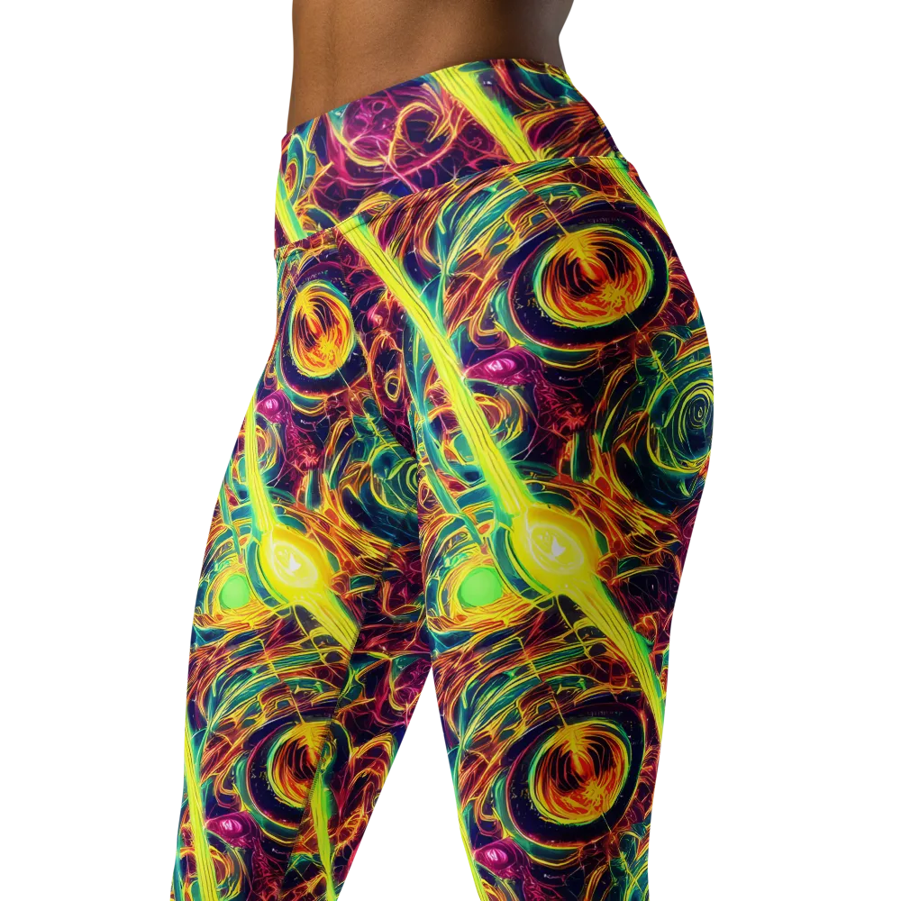 Fuchsia Thunder on Yoga Leggings — Left Front