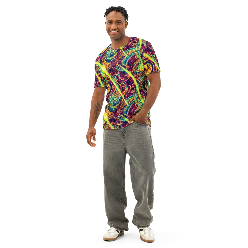 Fuchsia Thunder on Men's Cotton Crew Neck T-Shirt — Front