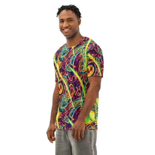 Fuchsia Thunder on a Men's Cotton Crew Neck T-Shirt