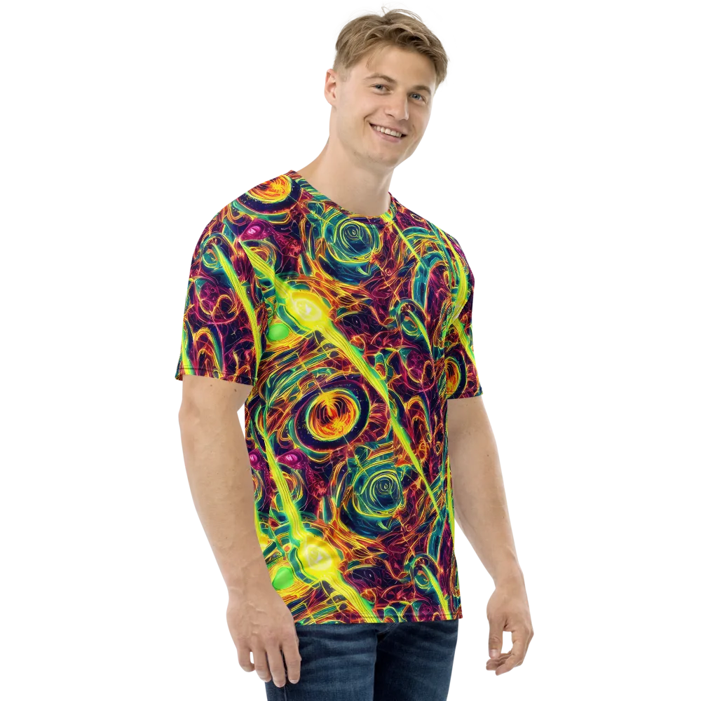 Fuchsia Thunder on Men's Crew Neck T-Shirt — Right
