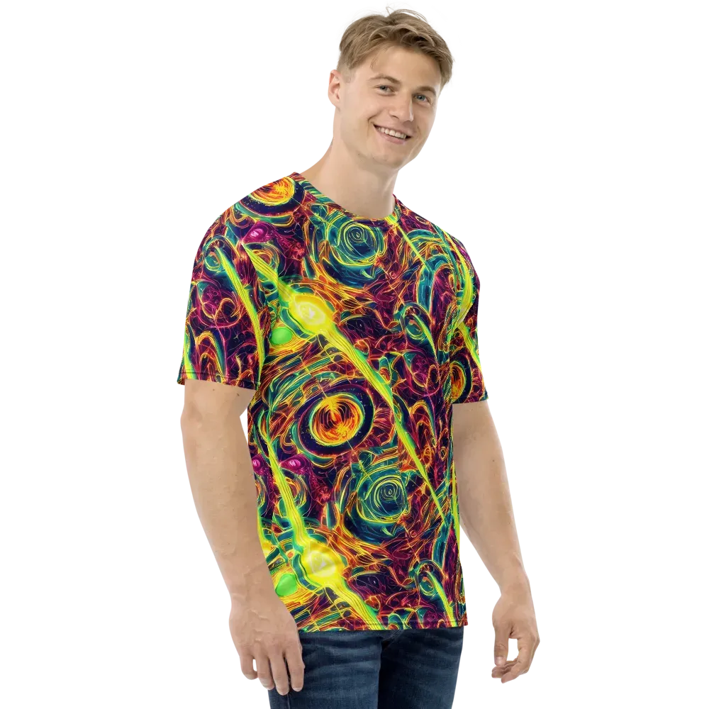 Fuchsia Thunder on Men's Crew Neck T-Shirt — Right
