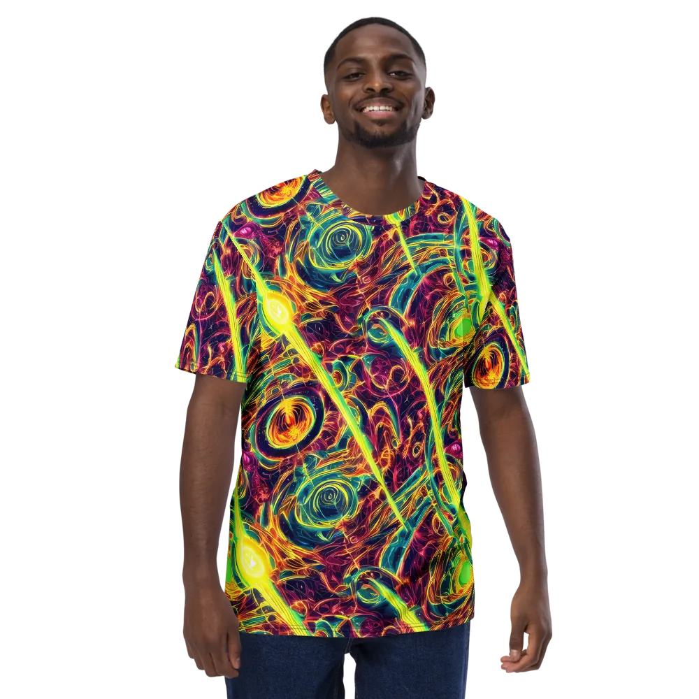 Fuchsia Thunder on Men's Crew Neck T-Shirt — Front