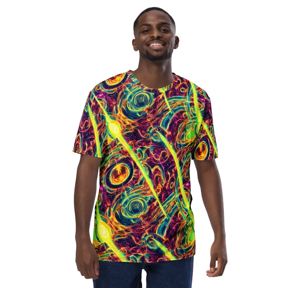 Fuchsia Thunder on Men's Crew Neck T-Shirt — Front