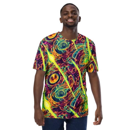 Fuchsia Thunder on a Men's Crew Neck T-Shirt