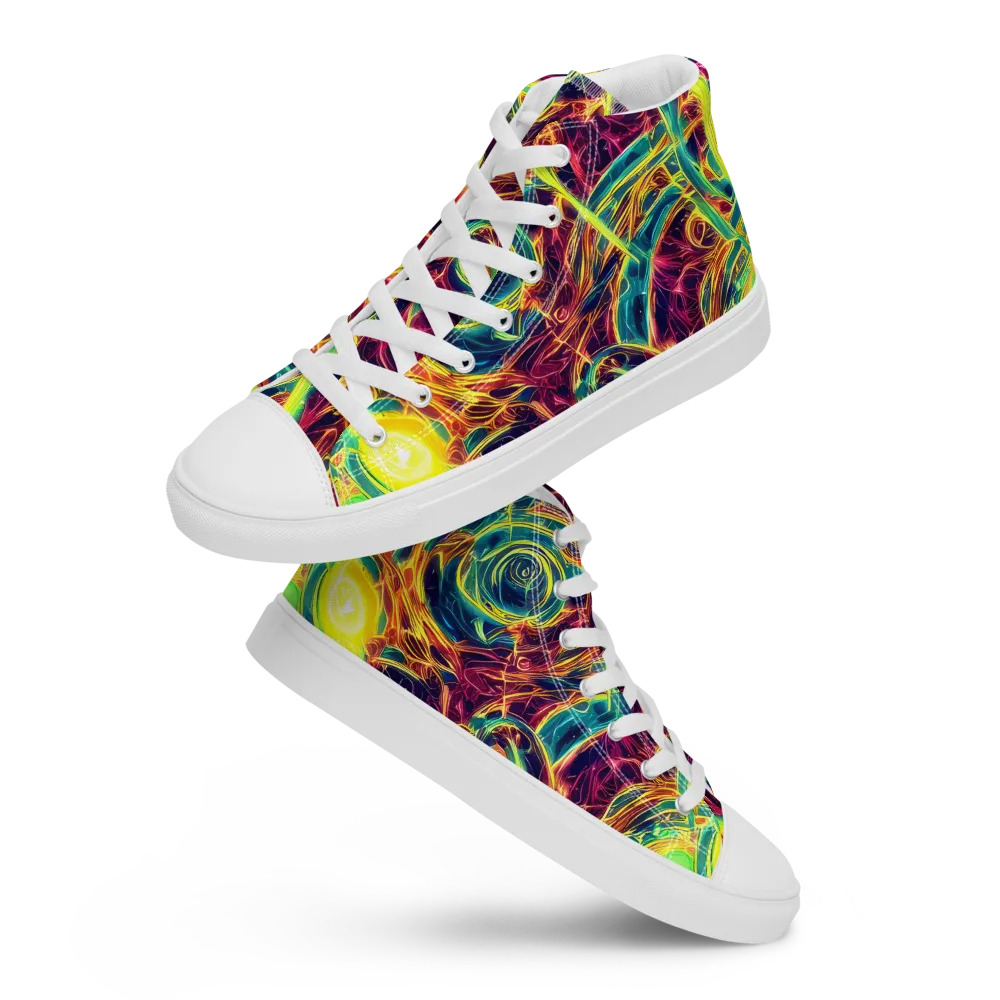 Fuchsia Thunder on Men's High Top Canvas Shoes — Front