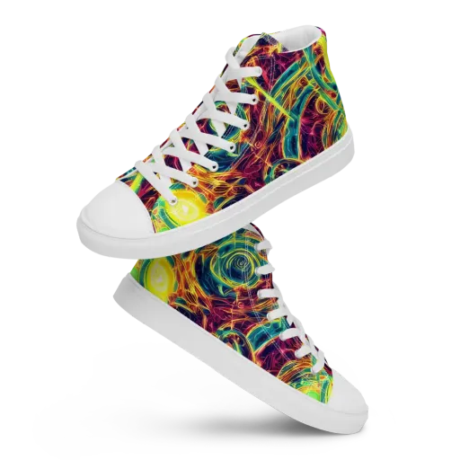 Fuchsia Thunder on a Men's High Top Canvas Shoes