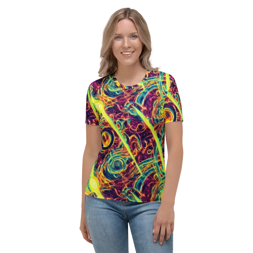 Fuchsia Thunder on Women's Crew Neck T-Shirt — Front