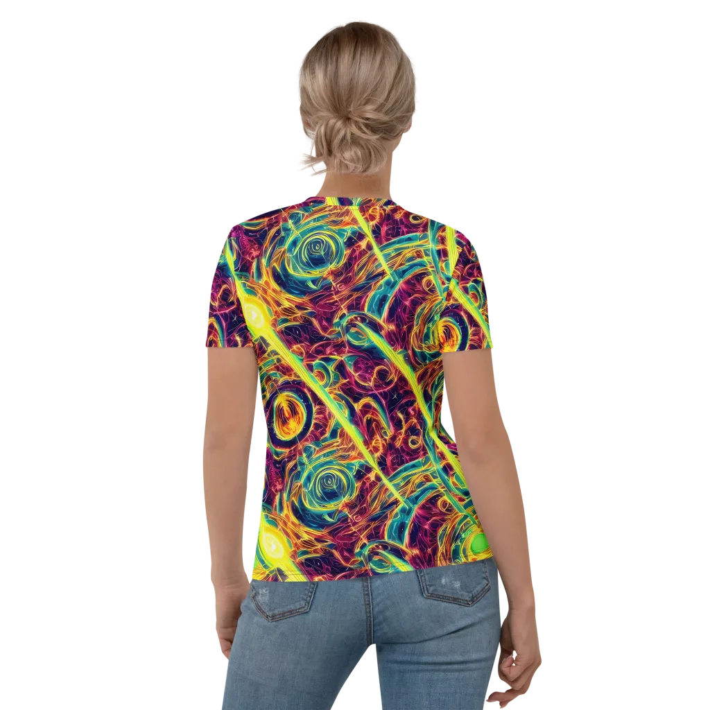 Fuchsia Thunder on Women's Crew Neck T-Shirt — Back