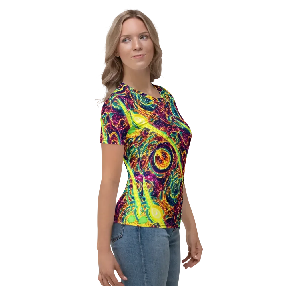Fuchsia Thunder on Women's Crew Neck T-Shirt — Right