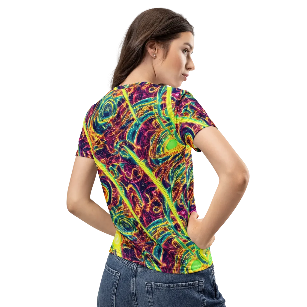 Fuchsia Thunder on Women's Crew Neck T-Shirt — Back