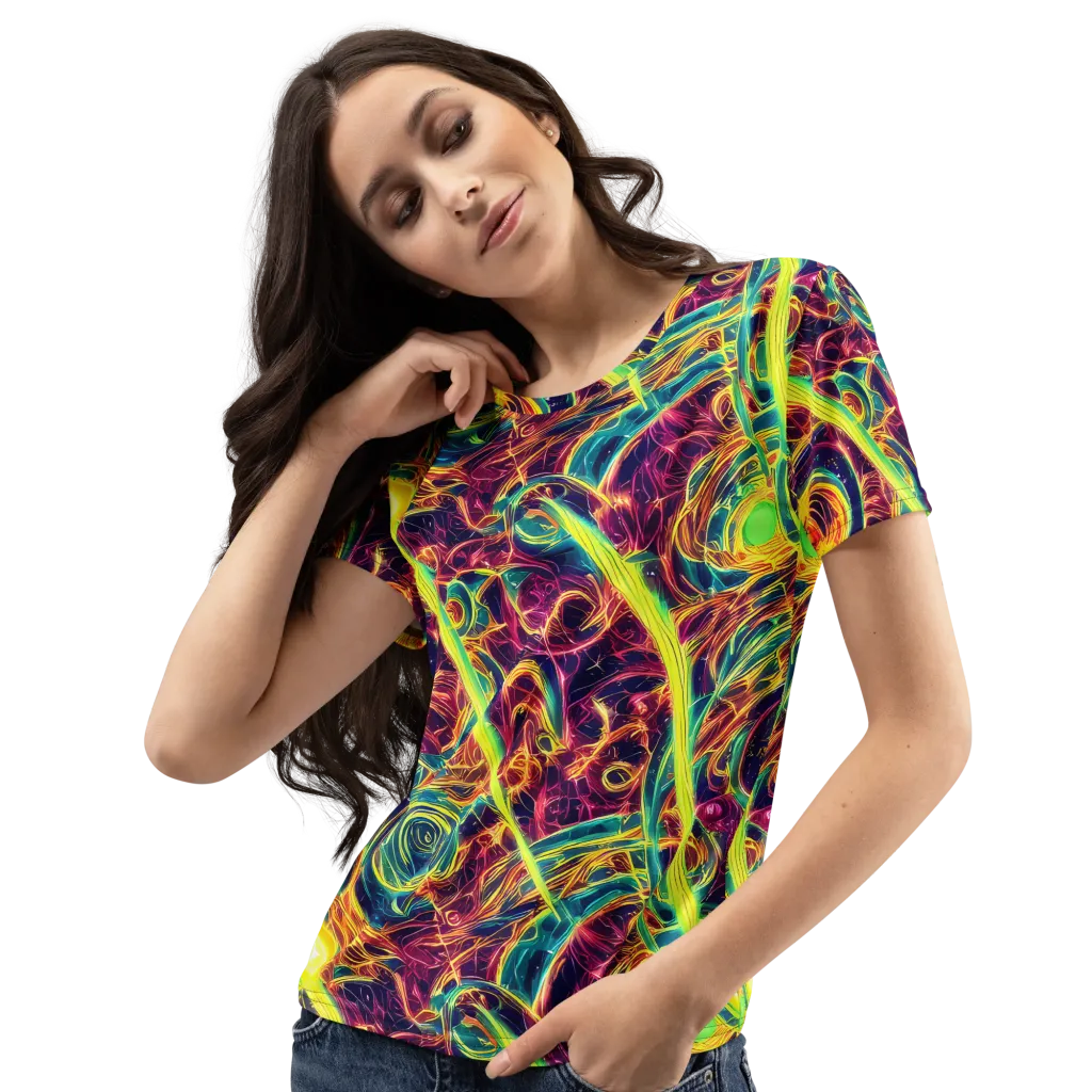 Fuchsia Thunder on Women's Crew Neck T-Shirt — Left Front