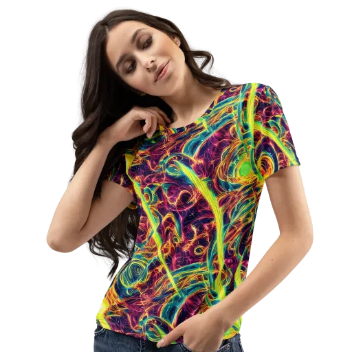 Fuchsia Thunder on a Women's Crew Neck T-Shirt