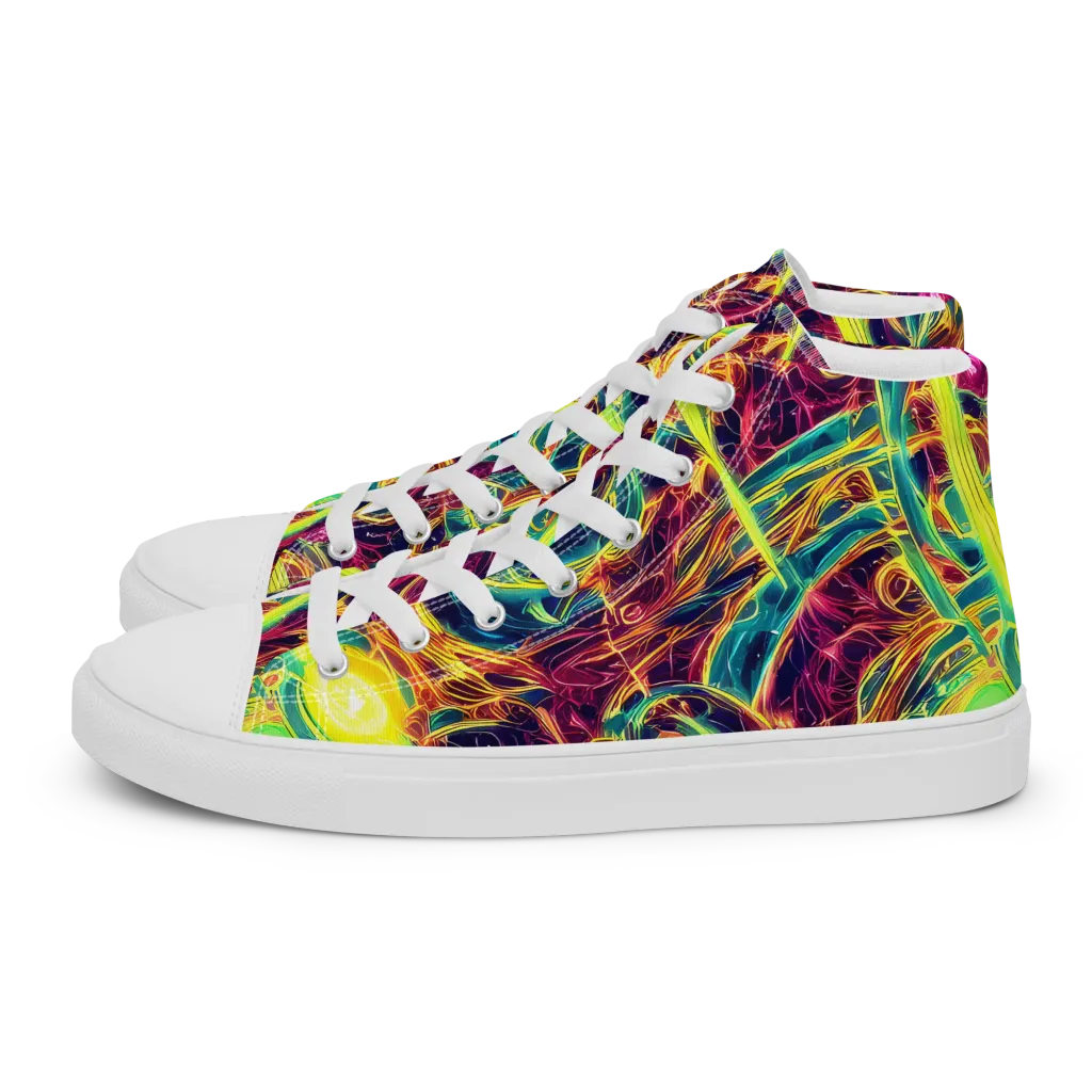 Fuchsia Thunder on Women's High Top Canvas Shoes — Left