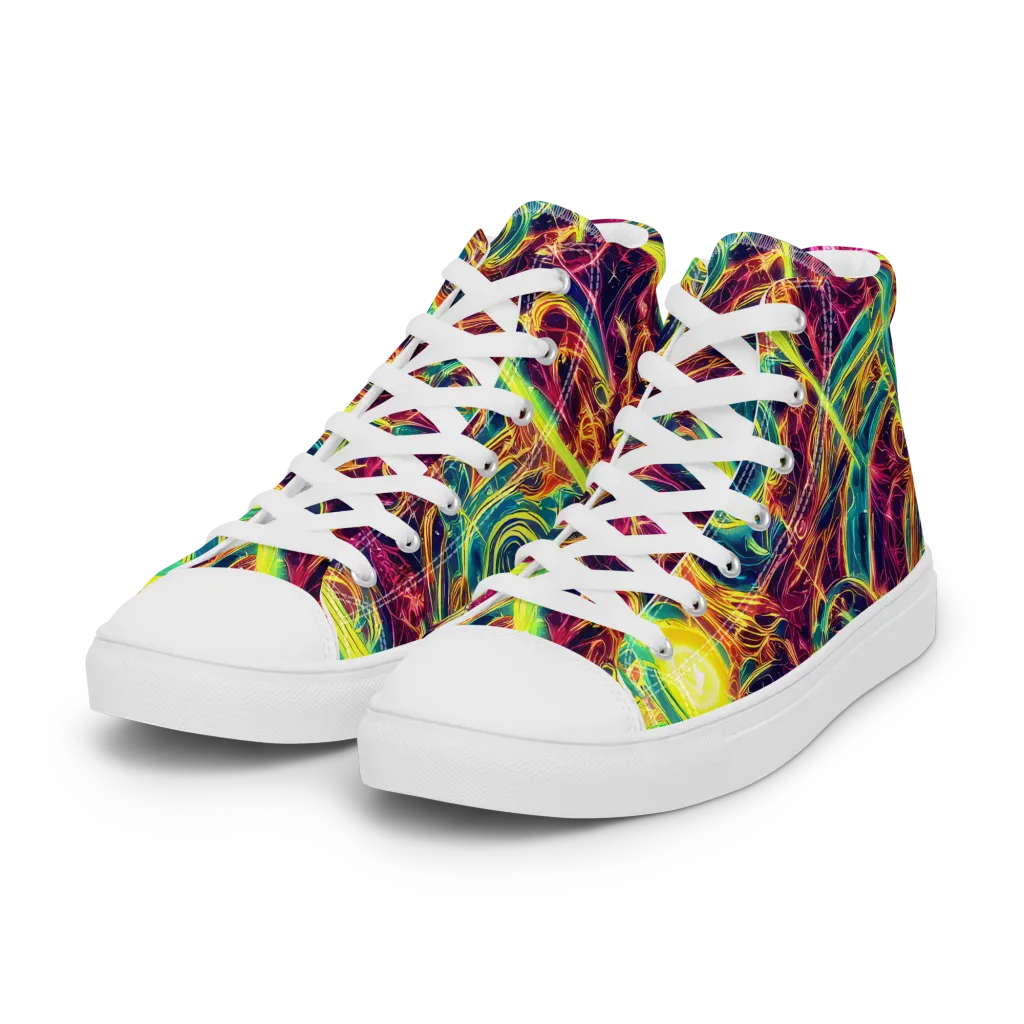 Fuchsia Thunder on Women's High Top Canvas Shoes — Left Front