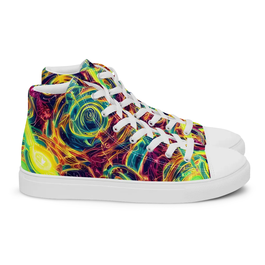 Fuchsia Thunder on Women's High Top Canvas Shoes — Right
