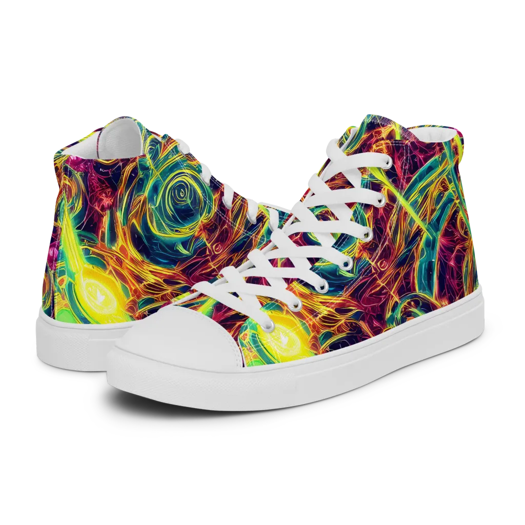 Fuchsia Thunder on Women's High Top Canvas Shoes — Left