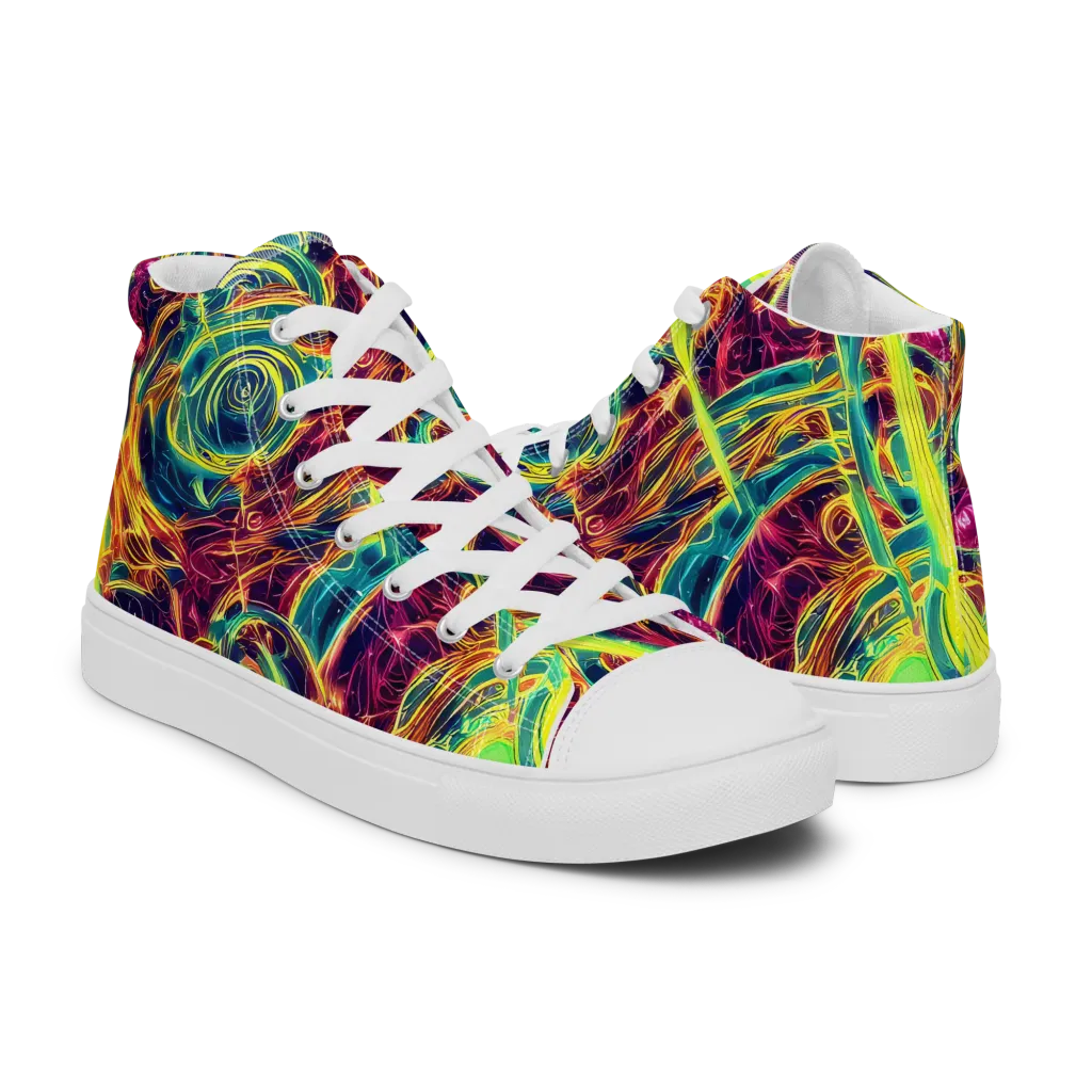 Fuchsia Thunder on Women's High Top Canvas Shoes — Right