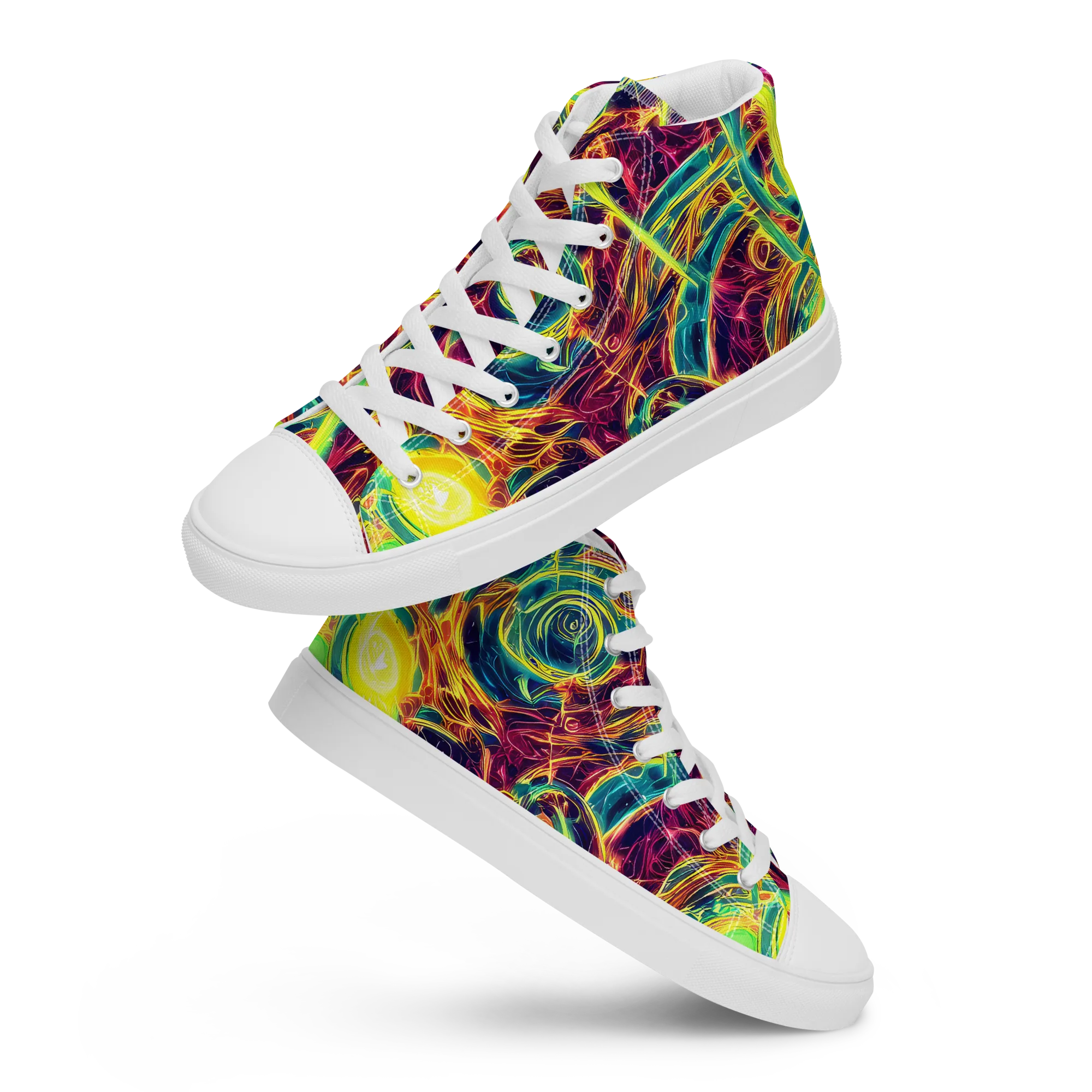 Fuchsia Thunder on Women's High Top Canvas Shoes — Front