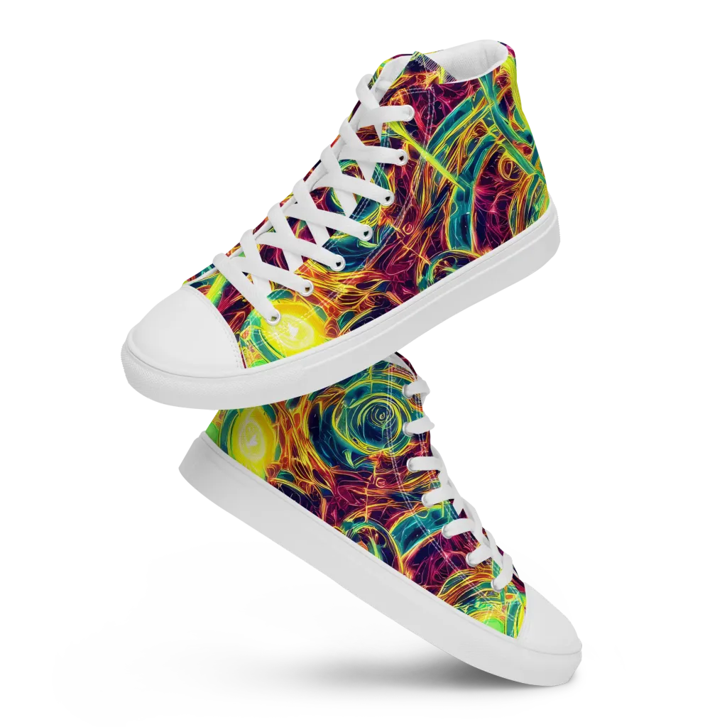 Fuchsia Thunder on Women's High Top Canvas Shoes — Front
