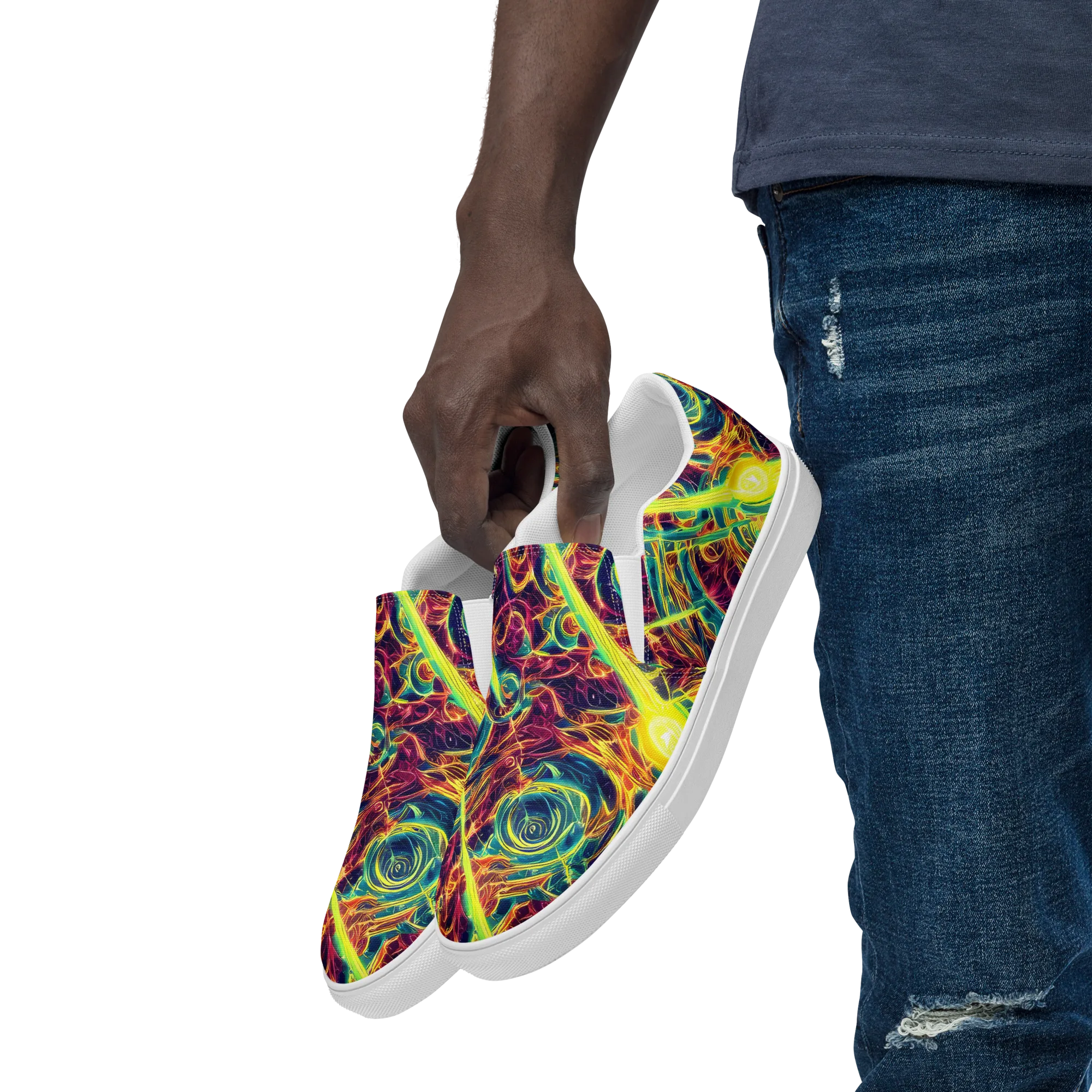 Fuchsia Thunder on Men's Slip-On Canvas Shoes — Left Front