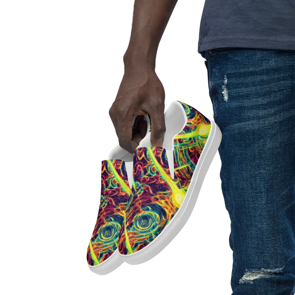 Fuchsia Thunder on Men's Slip-On Canvas Shoes — Left Front