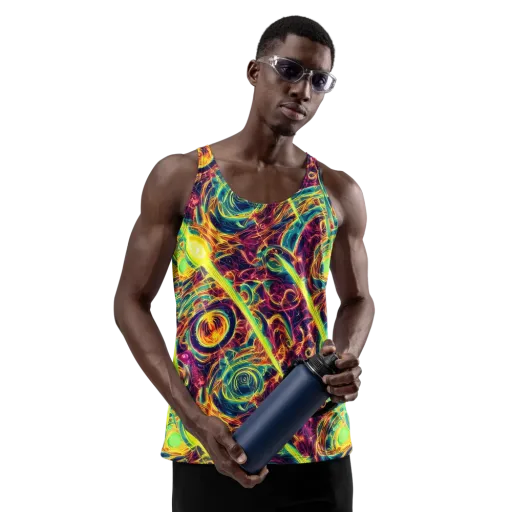 Fuchsia Thunder on a Men's Tank Top