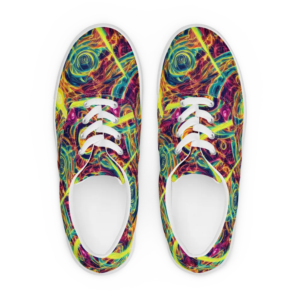Fuchsia Thunder on Men's Lace-Up Canvas Shoes — Front