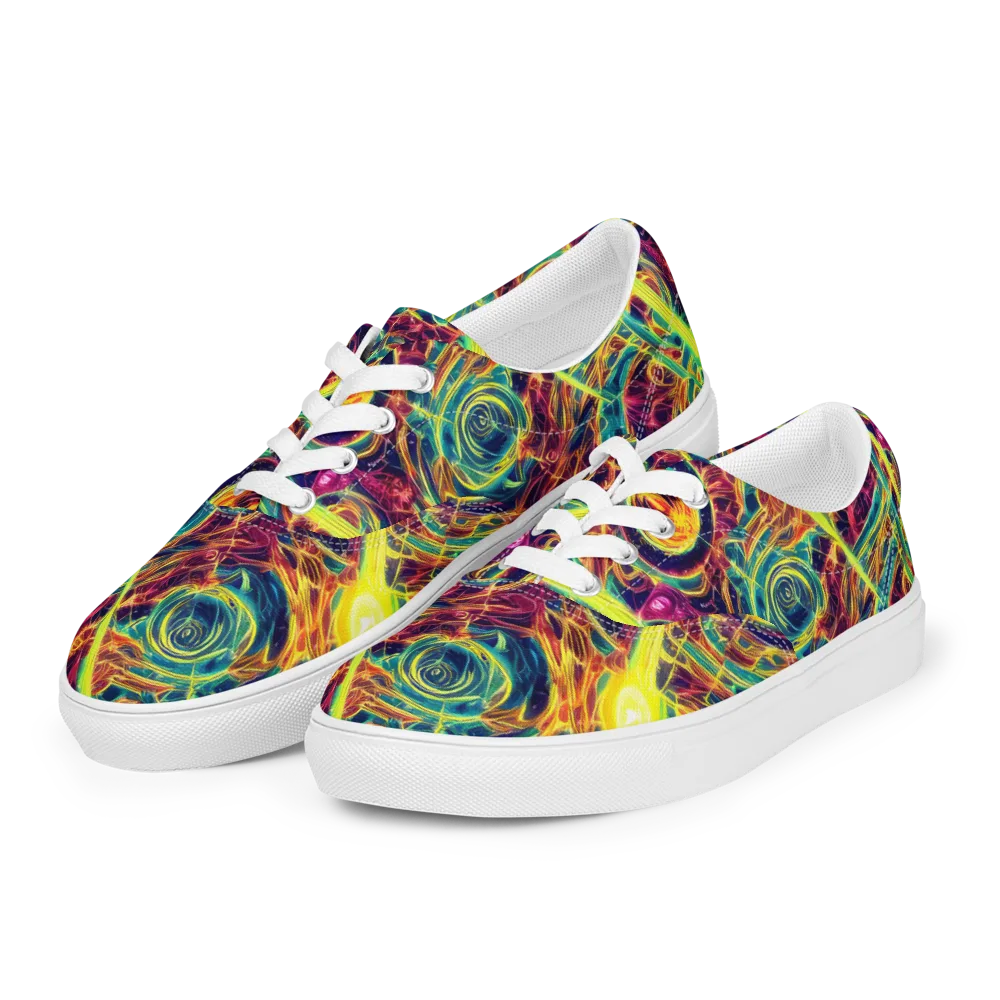 Fuchsia Thunder on Men's Lace-Up Canvas Shoes — Left Front