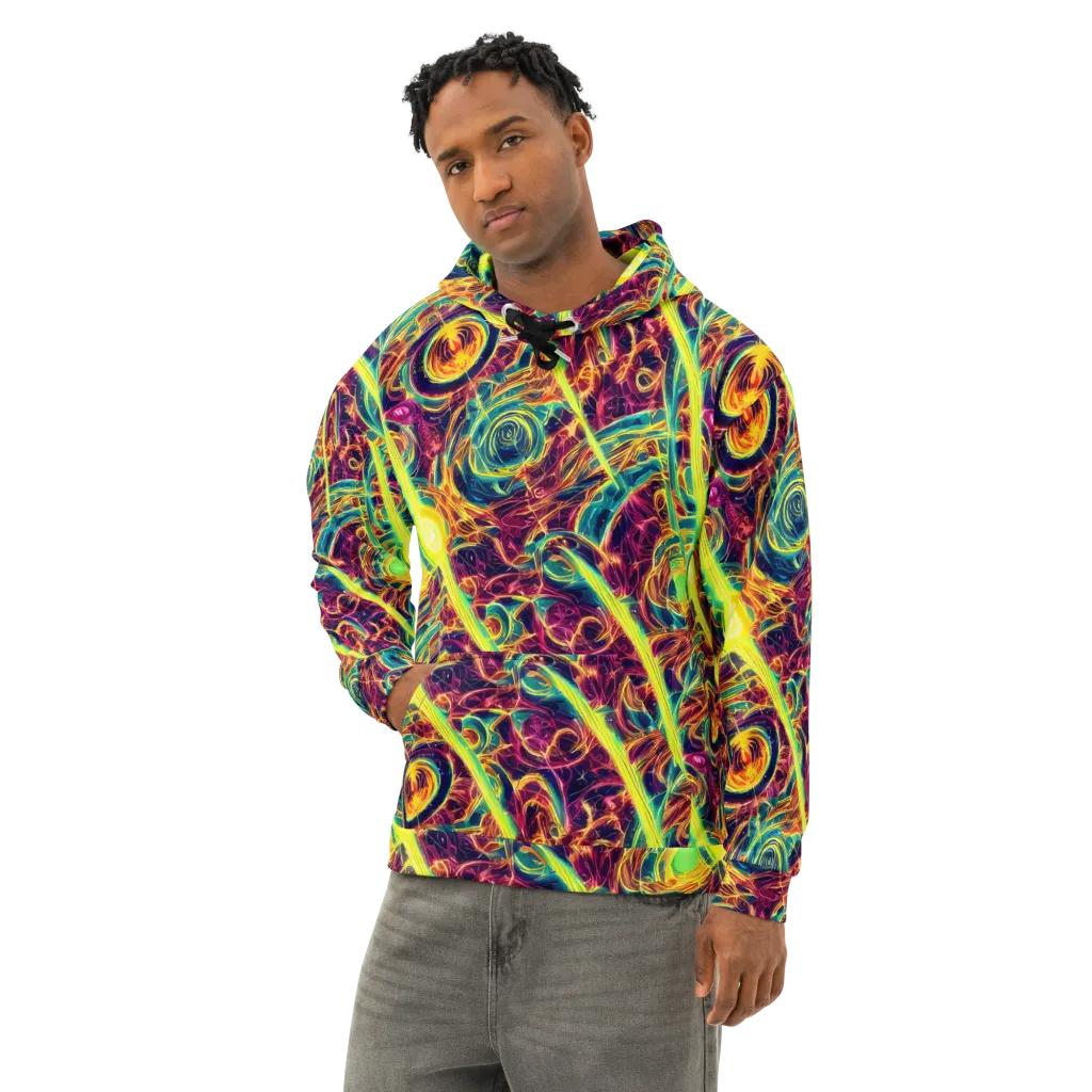 Fuchsia Thunder on Cotton Hoodie — Left Front