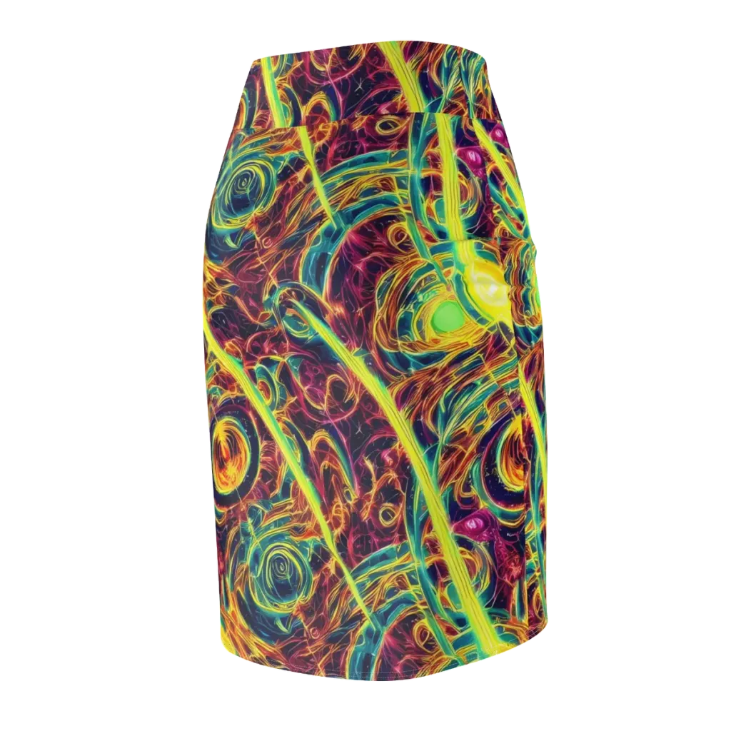 Fuchsia Thunder on Pencil Skirt — Back Side