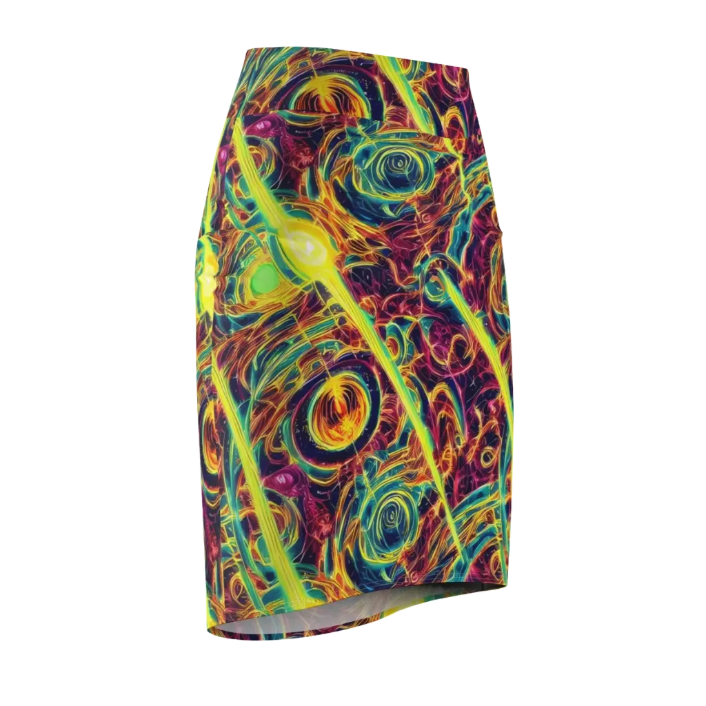 Fuchsia Thunder on Pencil Skirt — Front Side