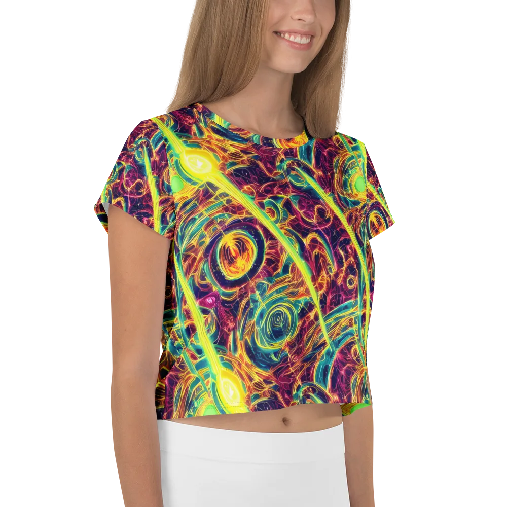 Fuchsia Thunder on Crop Tee — Right