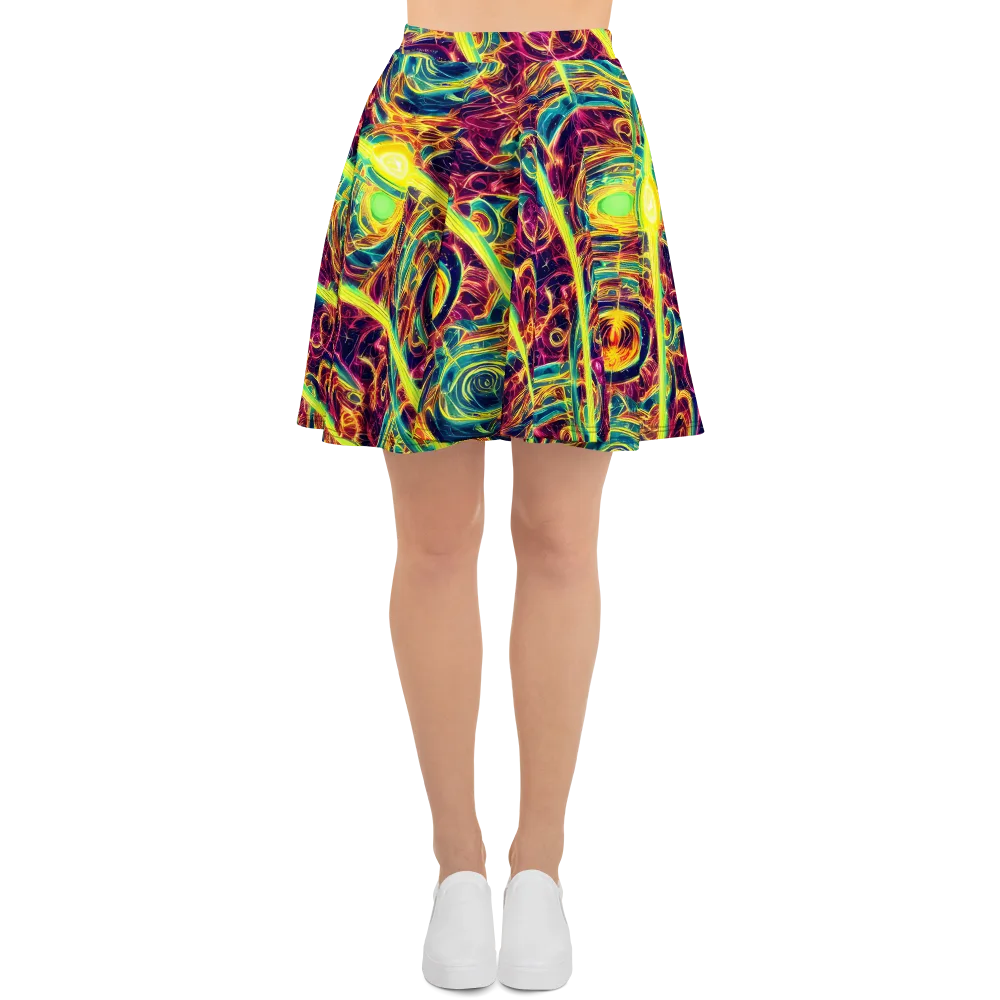 Fuchsia Thunder on Skater Skirt — Front