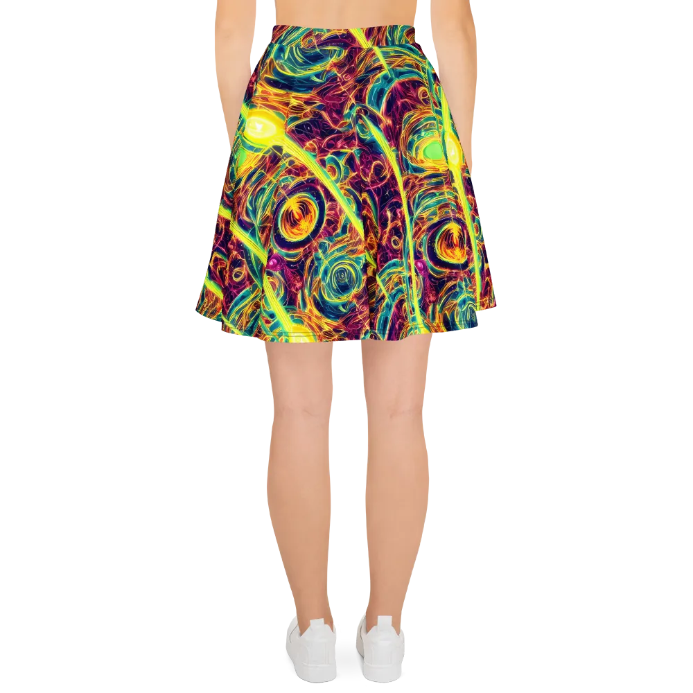 Fuchsia Thunder on Skater Skirt — Back
