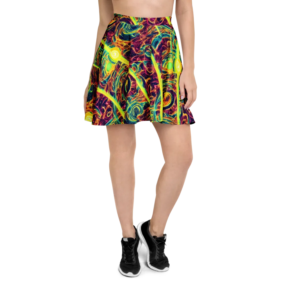 Fuchsia Thunder on Skater Skirt — Front