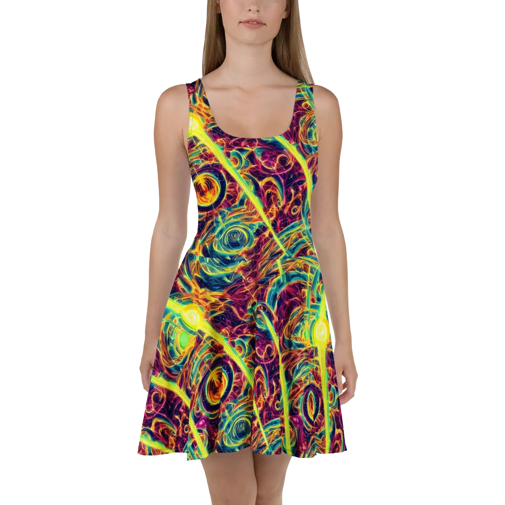 Fuchsia Thunder on Skater Dress — Front