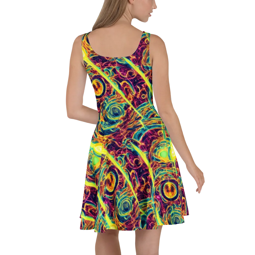 Fuchsia Thunder on Skater Dress — Back